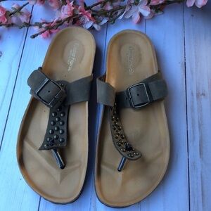 Cristina Francini Thong Leather Sandals Size 8